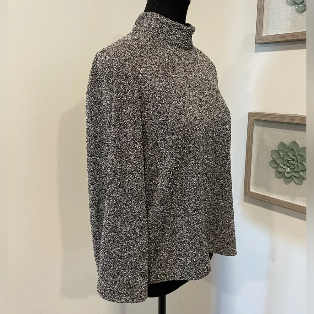 Zara Grey Boucle Mock Neck Sweater with Exposed Back Zipper VGUC - Picture 3 of 13